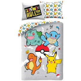 Halantex Pokemon Rules Grau 140 x 200 cm + 70 x 90 cm