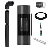 Kaminofen aus Stahl KRATKI AMBLER Ø 150 7 kW schwarz Verkleidung