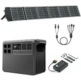 DJI Power 2000 Tragbare Powerstation 2048 Wh, 3000 W Solar Generator mit 1 x 200 W faltbarem Solarpanel, 1× MC4 auf DC5525 Male / DC7909 Male/Anderson 30A / XT60 Female, 1x MPPT.