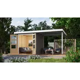 Karibu Jupiter B inkl. Anbaudach - 19 mm-213 x 217 cm- Holz-Ausführung: terragrau - Blech-Ausführung: weiß