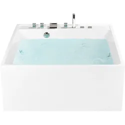 Whirlpool Badewanne freistehend weiß quadratisch 130 x 130 cm TAHUA