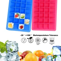 Intirilife 2x Eiswürfelformen in BLAU – 2er Set à 24 Fächer Eiswürfel Silikonformen mit Deckel – Flexibler Eiswürfelbehälter Verschließbar