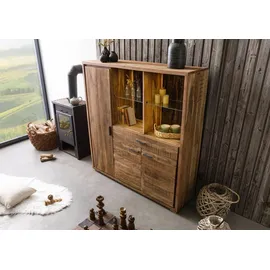 Wolf Möbel Highboard 140 x 150 x 40 cm Akazie lackiert / Beige