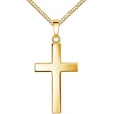 JEVELION Kreuzkette Kreuz Anhänger 333 Gold - Made in Germany (Goldanhänger, für Damen und Herren), Mit Kette vergoldet- Länge wählbar 36 - 70 cm.