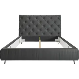 PLACES OF STYLE Polsterbett PLACES OF STYLE "Elloree, in 4 Breiten, hinten mit Originalstoff bezogen, auch in Leder", schwarz, B:176cm H:143cm L:234cm, Rinds-Oberleder, Betten, Polsterbett ohne Bettkasten Polsterbett, Kopfteilhöhe 143cm, belastbar bis 280 kg, auch in