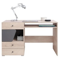 Stylefy Schreibtisch Japan Eiche Anthrazit (Computertisch, Bürotisch), mit Schubladen, Spanplatte, viel Stauraum, Modern Design