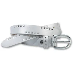 Nietengürtel SILBERGIFT, Damen, Gr. 95, grau (silbergrau), Leder, unifarben, feminin,klassisch,modisch,sportlich, Gürtel, Sportive partielle Nietenapplikation