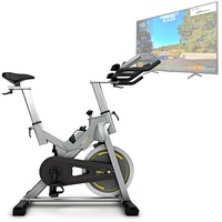 Bluefin Fitness Tour SP Hometrainer Bike | Heimtrainer SP Speed Fahrrad Trainingsfahrrad | Kinomap Smartphone App - Live Video Coaching & Training | Bluetooth | Schwarz & Grau Silber