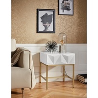 Leonique Beistelltisch »Minfi«, Schublade mit 3D-Front, auch als Nachttisch geeignet, Breite 50 cm, weiß