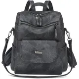 Puwuzixi Frauen Rucksack Wasserdicht Anti-Diebstahl Leichtgewicht PU Mode Reisen Mehrzweck Cabrio Geldbörse Umhängetasche Handtasche Rucksack(Black)
