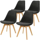 ML-Design Esszimmerstuhl Leinen schwarz 4er Set