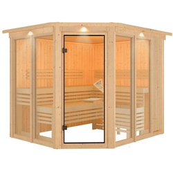 Karibu Sauna Ainur 3 Superior mit Eckeinstieg 68 mm Inkl. Dachkranz Ohne Ofen