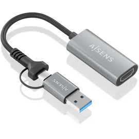 AISENS Konverter Grau HDMI/USB für USB-A/USB-C