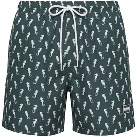 URBAN CLASSICS Badeshorts Urban Classics Herren Pattern Swim Shorts Grün S