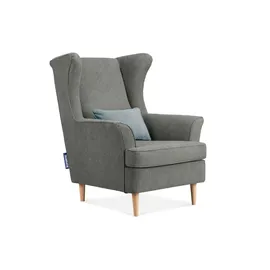 Konsimo Ohrensessel Stralis Webstoff 82 x 108 x 80 cm Grau mit Kissen