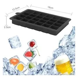 Intirilife 2x Eiswürfelformen in SCHWARZ - 2er Set à 24 Fächer Eiswürfel Silikonformen mit Deckel - 18 x 13 x 2.5