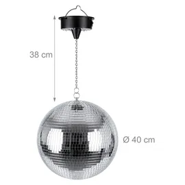 Relaxdays Discokugel 40 cm Schwarz/Silber