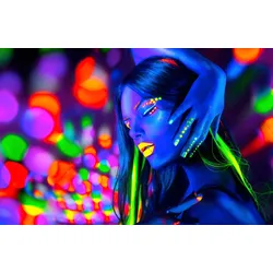 Fototapete PAPERMOON "SEXY MODELL-NEONLICHT ART DESIGN ABSTRAKT MUSTER KUNST", bunt, B:4,00m L:2,60m, Vlies, Tapeten