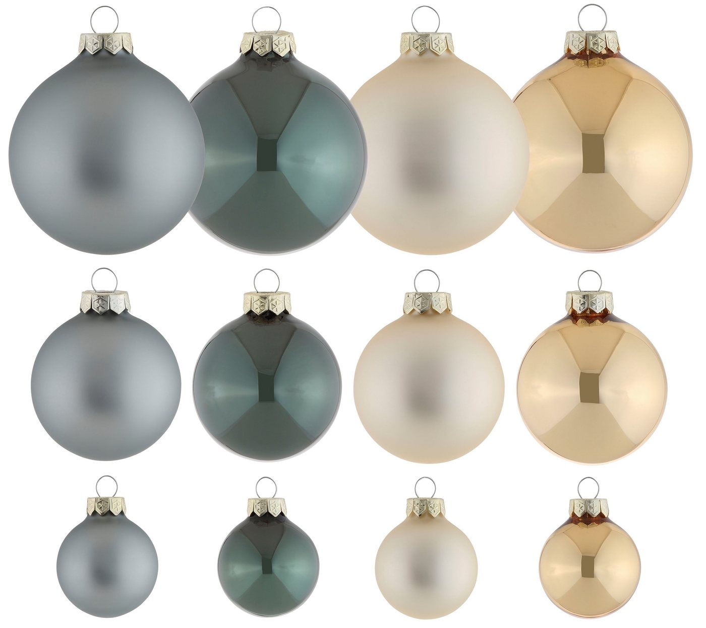 Leonique Weihnachtsbaumkugel Essone, Weihnachtsdeko, Christbaumschmuck, Christbaumkugeln Glas (40 St), aus Glas goldfarben|grün