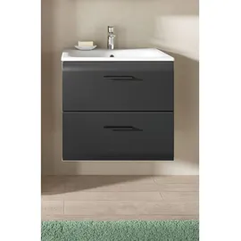 xonox.home Waschtisch mit Waschbecken Ice Nox Oak Nachbildung schwarz matt B/H/T: ca. 60x55x46 cm – Schwarz