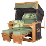 deVries PURE® Strandkorb Friesland Sylt XL - PE stone grey - Dessin 242, BxTxH: 135x90x165 cm, Volllieger, Nordsee-Strandkorb, Teakholz - PE-Markengeflecht - bequeme Polster - Schutzhülle grau