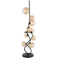GLOBO Stehlampe Stehleuchte Wohnzimmerlampe schwarz Glaskugel 9 flammig amber