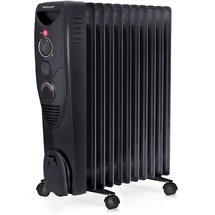 Pro Breeze 2500W Ölradiator energiesparend - Elektro Heizkörper mit 11 Rippen, integrierter Zeitschaltuhr, 3 Heizstufen, regulierbaren Thermostat und Sicherheitsabschaltfunktion - Schwarz