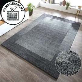 THEKO Wollteppich Gabbeh Super, Handweb, auch als Läufer erhältlich, reine Wolle, rechteckig, Höhe: 9 mm, Schlafzimmer, Wohnzimmer, Esszimmer, auch als Bettumrandung blau|grau 200 cm x 300 cm x 9 mm