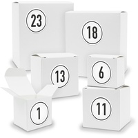 Adventskalender zum Füllen 24x Quader Würfel gemischt WEISS + Sticker (V01 Z09)