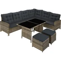 Tectake Rattan Lounge, für 6 bis 8 Personen, widerstandsfähig - Naturbelassen