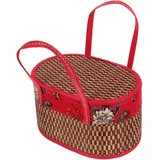 Cabilock Handkorb aus Bambus panier Leinen heim Picknickkorb Liner Deckel ablagekörbe kühlkorb einkaufskorb geschenkkörbe Tasche für Strandtaschen Geschenkverpackungskorb Stoff rot
