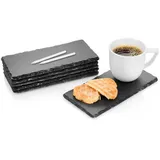 sänger | Schieferplatten-Set Biscuit mit Kreide, 6 moderne Untersetzer aus Schiefer. Serviertablett, Eckiges Tellerset | 20x10 cm