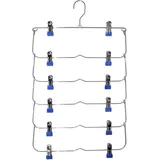 Packung Mehrlagige Hosenbügel, Rutschfeste Metall-kleiderbügelclips Mit 12 Clips, Kleiderorganizer (dunkelblau)