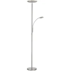 LED Deckenfluter, Stehleuchte, dimmbar, Fernbedienung, stahlfarben