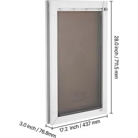 Vevor Hundeklappe (XL) mit Doppelmagnetklappen & Metallrahmen, Wetterfeste Katzenklappe für Innen- und Außentüren, Katzentür Hundetür Haustierklappe Weiß 34,61 x 60 cm (Breite x Höhe) Haustiertür