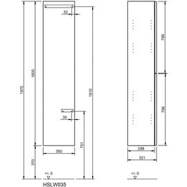 Burgbad Fiumo 2.0 Hochschrank 2 Türen 60 x 35 x 200 cm Veloursgrau Softmatt