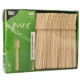 Papstar Kuchen- und Snackgabeln, Pure Holz 140 mm 100 Stück