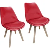 Hti-Living Esszimmerstuhl Samt rot 2er Set
