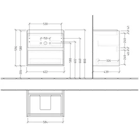 Villeroy & Boch Waschtischunterschrank 2 Auszüge 62,2 x 59,6 x 43,9 cm Kansas Oak