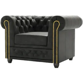 s-style möbel Chesterfield-Sessel Anton Mikrofaser 72 x 70 x 80 cm Grau