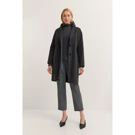 Bugatti Kurzmantel "Loose Fit", Damen, Gr. 36, grau (280, dunkelgrau), 60% Polyester, 30% Wolle, 10% sonstige Fasern, unifarben, loose fit, normaler Saum, Mäntel Kurzmantel, mit Knopfleiste und aus weichem Woll-Mix