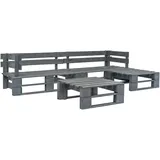 vidaXL 4-tlg. Garten-Sofagarnitur aus Paletten Holz Grau