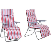 Outsunny Liegestuhl-Set mit Kissen Klappbar Verstellbar Rot