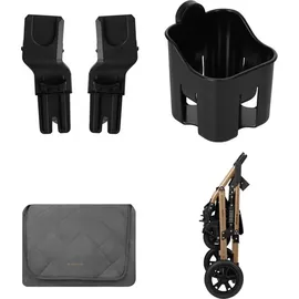 KIKKABOO Kombikinderwagen Amaia 3in1 i-Size Babyschale umbaubar Federung Tasche dunkelgrau