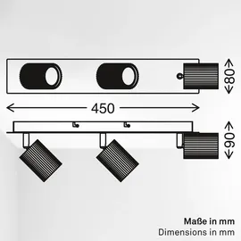 Briloner Deckenlampe 3-flammig schwenkbar 45x8x9 cm Schwarz