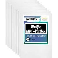 Creative Deco 10 x Weiße A3 MDF Platten |