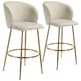 Tectake tectake® Barstuhl, in Samtoptik, gepolstert, schlanke, robuste Stahlbeine, 51 x 60 x 106 cm, Belastbarkeit 120 kg