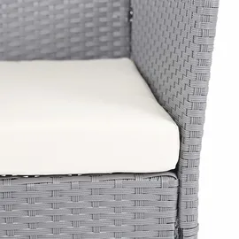 Mendler Poly-Rattan Garten-Garnitur HWC-D82, Sitzgruppe Lounge-Set ~ grau mit Kissen creme