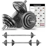 PROIRON Hantel-Set Hantelset Gusseisen 2 in 1 Kurz- und Langhantel 5-30kg verstellbar 2er schwarz