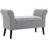 Homcom Sitzbank mit Stauraum Polyester Gummiholz Hellgrau Kunststoff, 41x65x111.5 cm